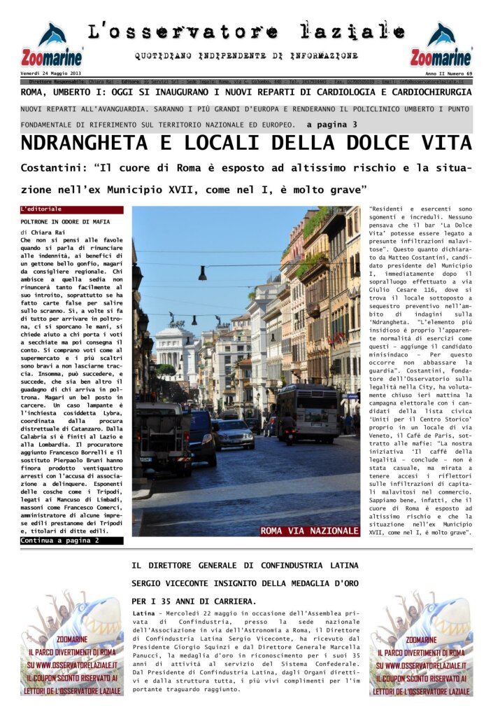 L'osservatore d'Italia edizione del 24 Maggio 2013